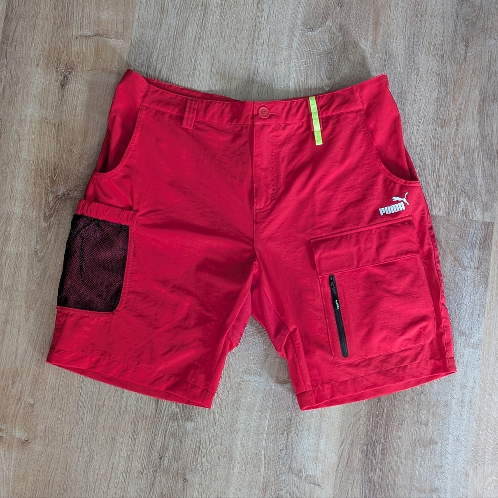 Puma Volvo Ocean Race Red Athletic Sailing Shorts With Pad Inserts Large